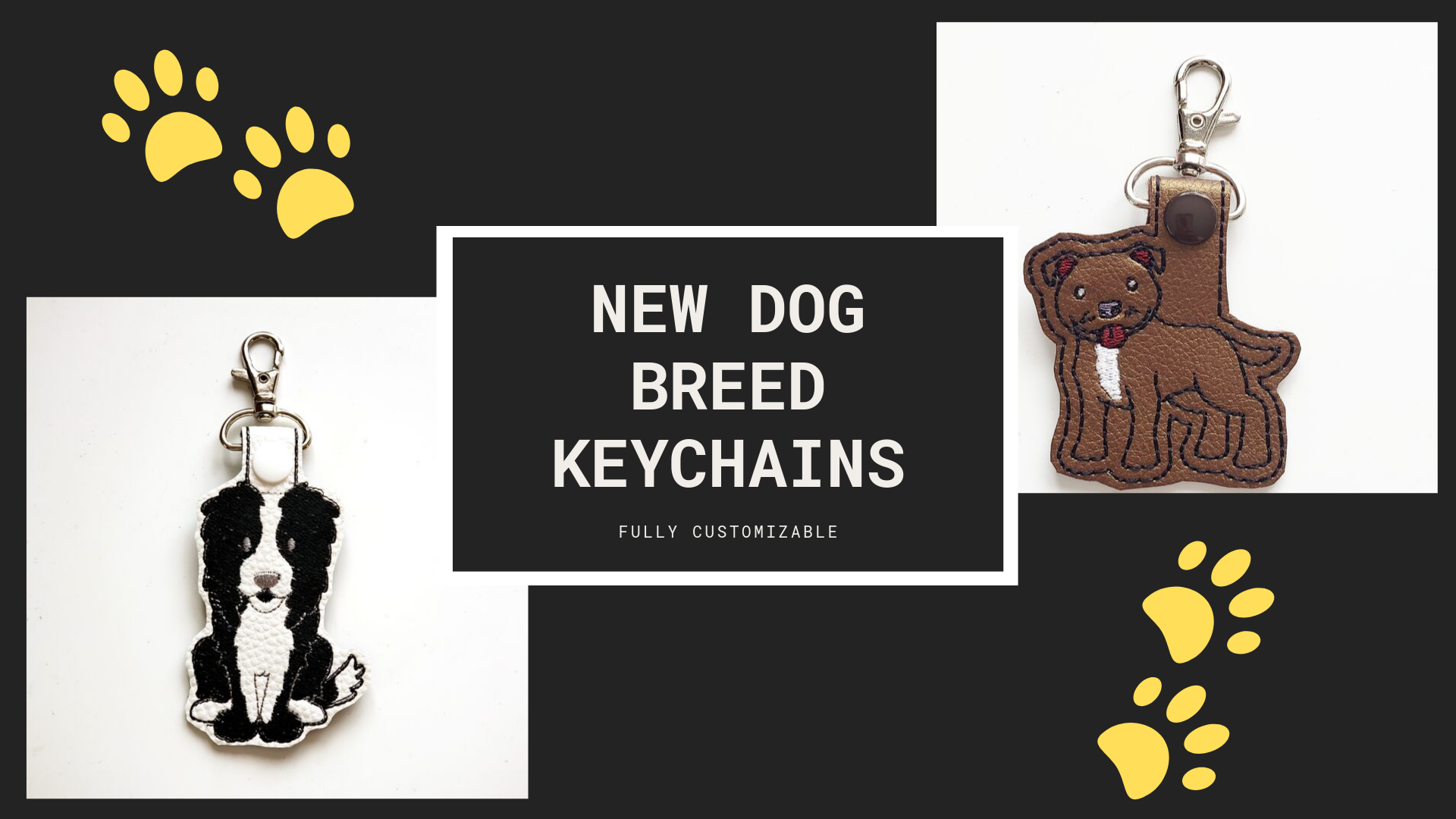 Pit Bull and Border Collie Keychains