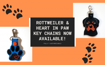 NEW: Rottweiler and Heart in Paw Key Chains